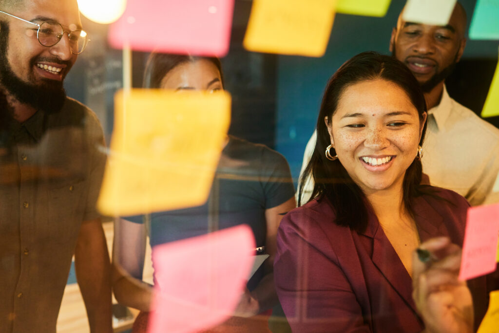 Woman with post-it's