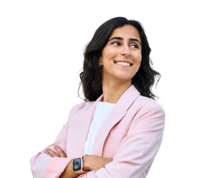 Woman smiling looking over her shoulder